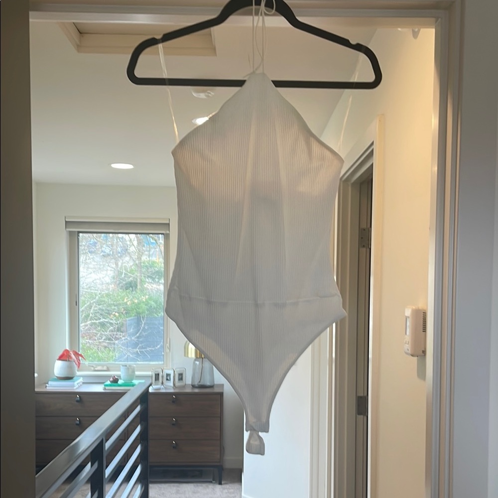 White Halter Bodysuit